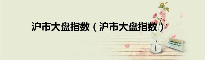 沪市大盘指数(沪市大盘指数)