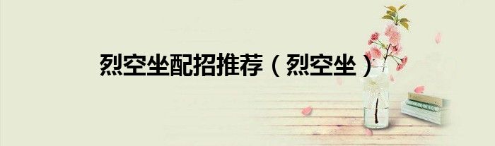 烈空坐配招推荐（烈空坐）