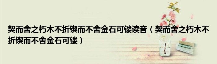 契而舍之朽木不折锲而不舍金石可镂读音(契而舍之朽木不折锲而不舍金石可镂)