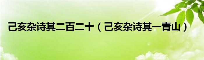 己亥杂诗其二百二十(己亥杂诗其一青山)