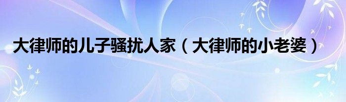 大律师的儿子骚扰人家(大律师的小老婆)