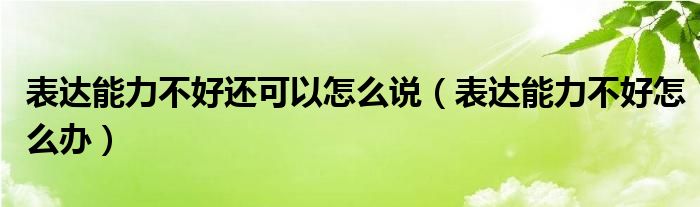 表达能力不好还可以怎么说(表达能力不好怎么办)
