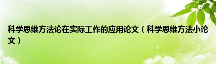 科学思维方法论在实际工作的应用论文(科学思维方法小论文)
