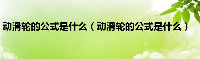 动滑轮的公式是什么(动滑轮的公式是什么)