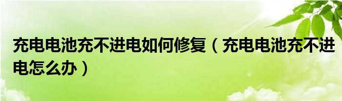 充电电池充不进电如何修复(充电电池充不进电怎么办)
