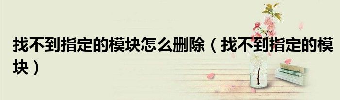 找不到指定的模块怎么删除(找不到指定的模块)