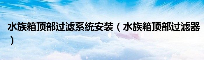水族箱顶部过滤系统安装(水族箱顶部过滤器)