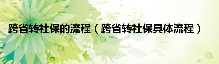跨省转社保的流程(跨省转社保具体流程)