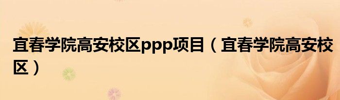 宜春学院高安校区ppp项目(宜春学院高安校区)