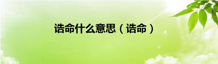 诰命什么意思（诰命）