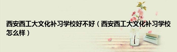 西安西工大文化补习学校好不好(西安西工大文化补习学校怎么样)