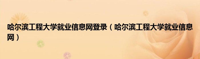 哈尔滨工程大学就业信息网登录(哈尔滨工程大学就业信息网)