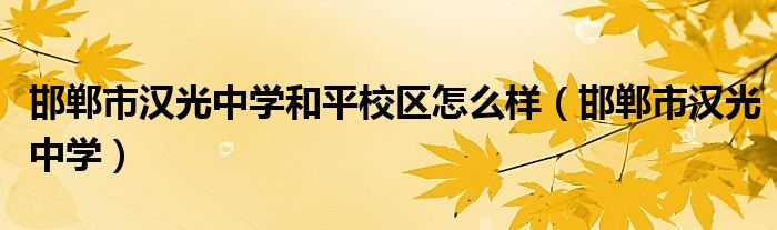 邯郸市汉光中学和平校区怎么样(邯郸市汉光中学)