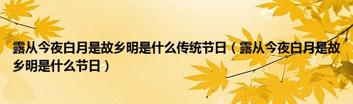 露从今夜白月是故乡明是什么传统节日(露从今夜白月是故乡明是什么节日)