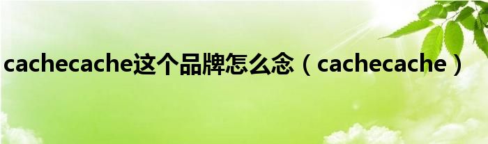 cachecache这个品牌怎么念(cachecache)
