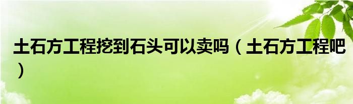 土石方工程挖到石头可以卖吗(土石方工程吧)