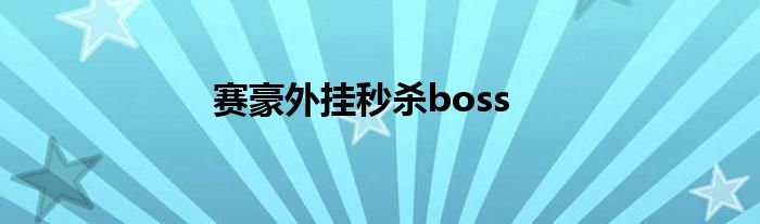 赛豪外挂秒杀boss