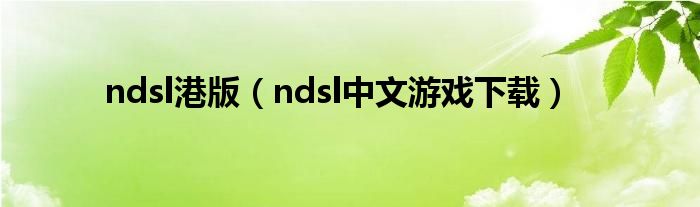 ndsl港版(ndsl中文游戏下载)