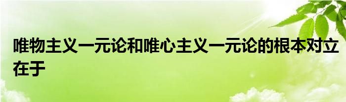 唯物主义一元论和唯心主义一元论的根本对立在于
