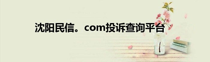 沈阳民信。com投诉查询平台