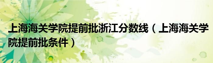 上海海关学院提前批浙江分数线(上海海关学院提前批条件)