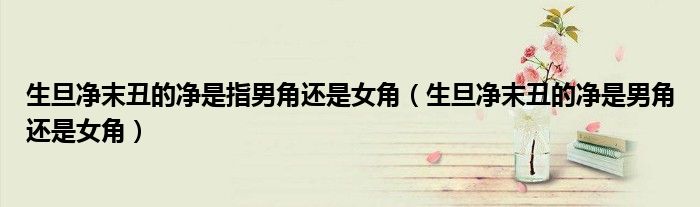 生旦净末丑的净是指男角还是女角(生旦净末丑的净是男角还是女角)