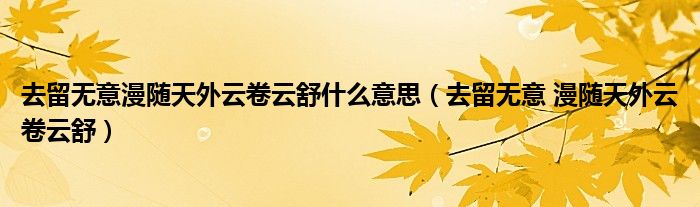 去留无意漫随天外云卷云舒什么意思(去留无意 漫随天外云卷云舒)
