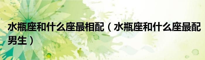 水瓶座和什么座最相配(水瓶座和什么座最配男生)