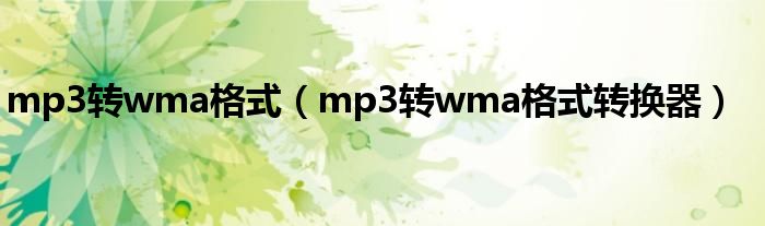 mp3转wma格式(mp3转wma格式转换器)