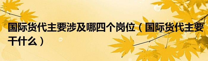 国际货代主要涉及哪四个岗位(国际货代主要干什么)