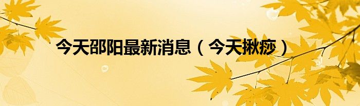今天邵阳最新消息(今天揪痧)