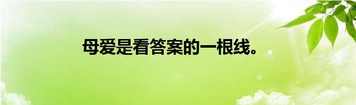 母爱是看答案的一根线。