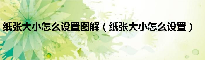 纸张大小怎么设置图解(纸张大小怎么设置)