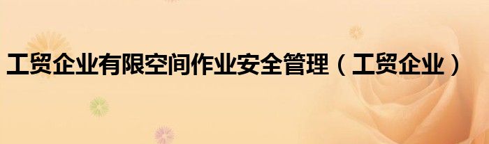 工贸企业有限空间作业安全管理(工贸企业)