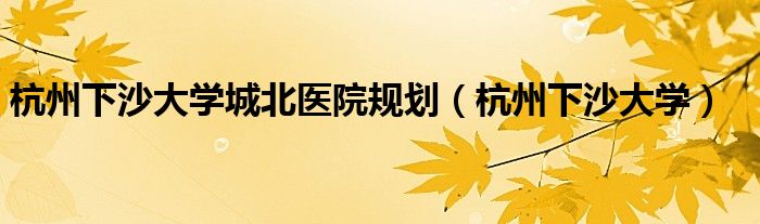 杭州下沙大学城北医院规划(杭州下沙大学)