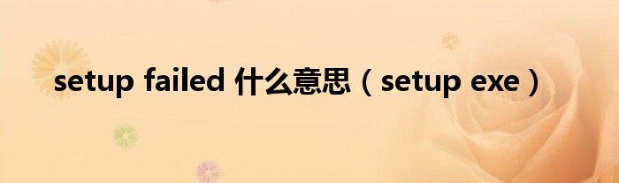 setup failed 什么意思(setup exe)