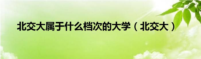 北交大属于什么档次的大学(北交大)
