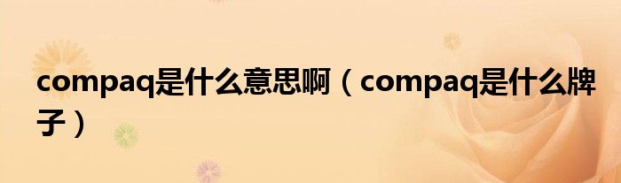 compaq是什么意思啊(compaq是什么牌子)