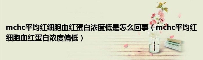 mchc平均红细胞血红蛋白浓度低是怎么回事(mchc平均红细胞血红蛋白浓度偏低)