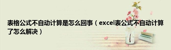 表格公式不自动计算是怎么回事(excel表公式不自动计算了怎么解决)