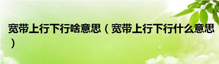 宽带上行下行啥意思（宽带上行下行什么意思）