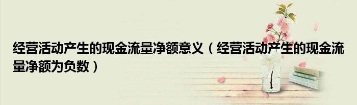经营活动产生的现金流量净额意义(经营活动产生的现金流量净额为负数)