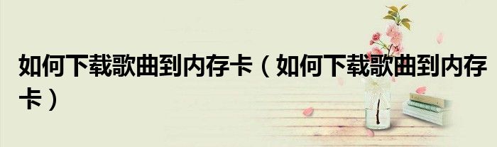 如何下载歌曲到内存卡(如何下载歌曲到内存卡)
