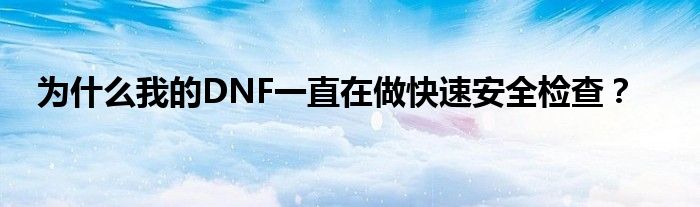 为什么我的DNF一直在做快速安全检查?
