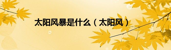 太阳风暴是什么（太阳风）