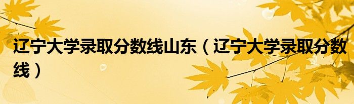 辽宁大学录取分数线山东(辽宁大学录取分数线)