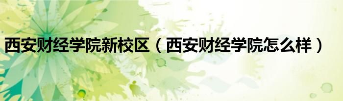西安财经学院新校区(西安财经学院怎么样)