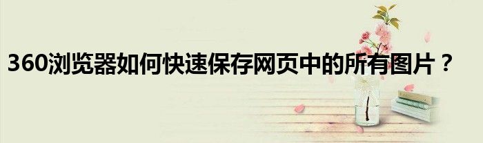 360浏览器如何快速保存网页中的所有图片?