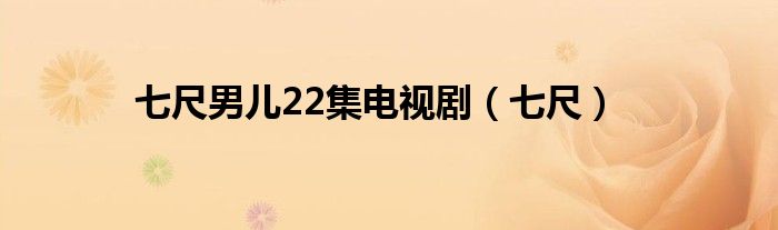 七尺男儿22集电视剧(七尺)