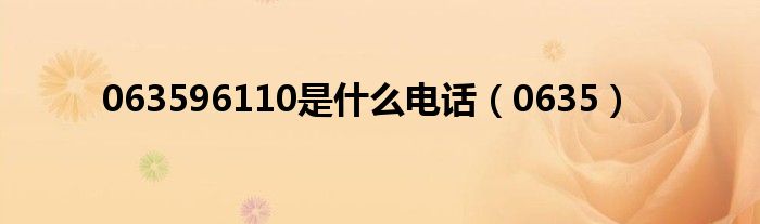 063596110是什么电话(0635)